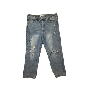 Dear John Frankie Straight Jeans Womens 33 Super High Rise Distressed Light Wash